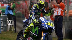 Valentino Rossi through the Gravel in Final Turn to Win Epic Dutch TT