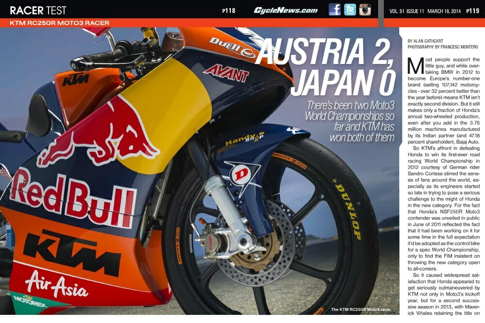 KTM RC250R Moto3 Racebike RACER TEST Cycle News