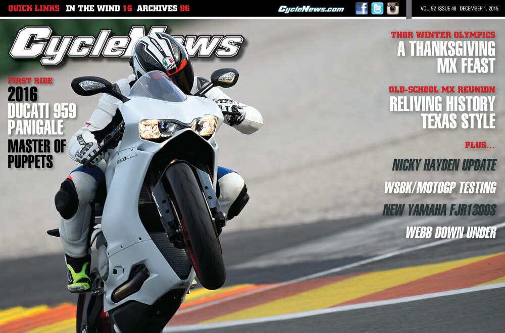 Issue 48 First Ride Ducati 959 Panigale, THOR Winter Olympics, WSBK