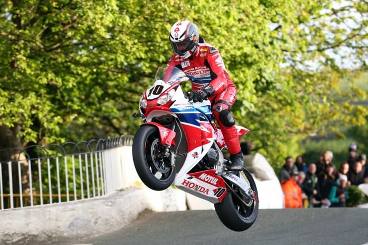 PACEMAKER, BELFAST, 6/6/2015: Conor Cummins (Honda) at Ballaugh Bridge during TT 2015. PICTURE BY STEPHEN DAVISON