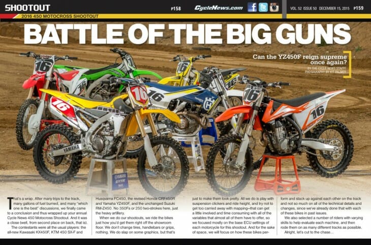 Cycle News 2015-12-15 450 MX Shootout opening spread