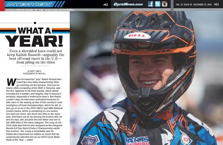 Cycle News Rider of the Year Kailub Russell