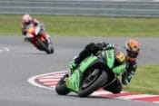Two weeks after missing the podium by one spot at Road Atlanta, Conner Blevins raced to a strong second place in the Superstock 600 Race One at the Moto America Superbike Championship of New Jersey. (Brian J. Nelson photo)