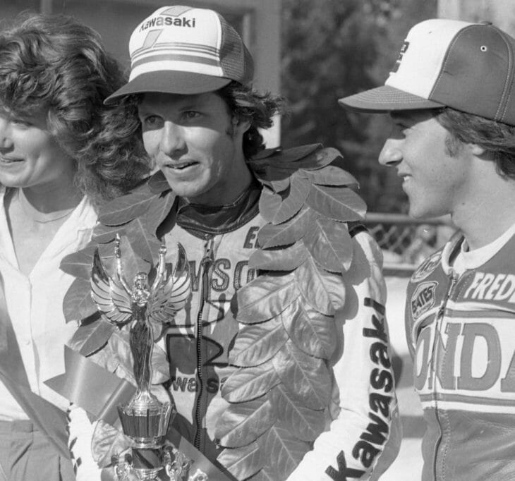 Eddie Lawson and Freddie Spencer at Seattle International Raceway in 1981.