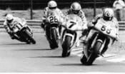 Carl Fogarty racing 500cc Grand Prix in Hungary in 1990