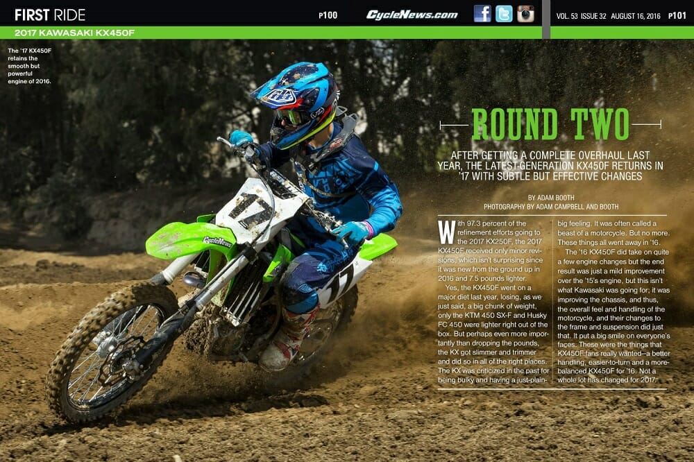 2017 Kawasaki KX450F FIRST RIDE Cycle News