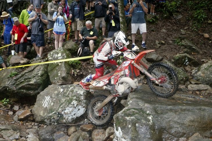 Kyle Redmond climbs one of the difficult waterfalls during the 2016 Kenda Tennessee Knockout