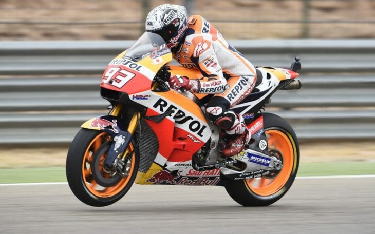 MotoGP series leader Marc Marquez won the pole for the 2016 Aragon Grand Prix.