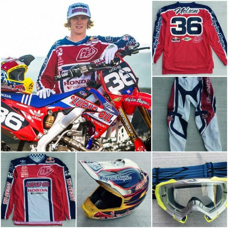 Jesse Nelson's 2013 Team Troy Lee Designs helmet, jersey, pants and goggles.