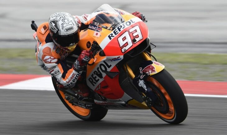 Marc Marquez was fastest Friday in Sepang.