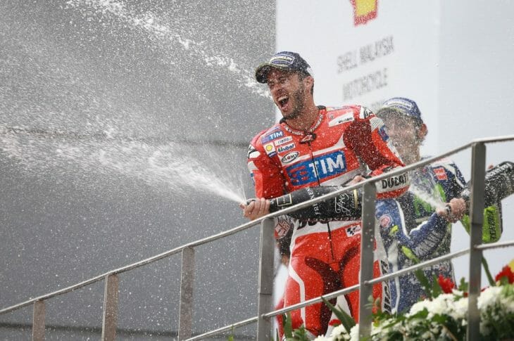 Andrea Dovizioso took the MotoGP victory at Sepang aboard his Ducati.