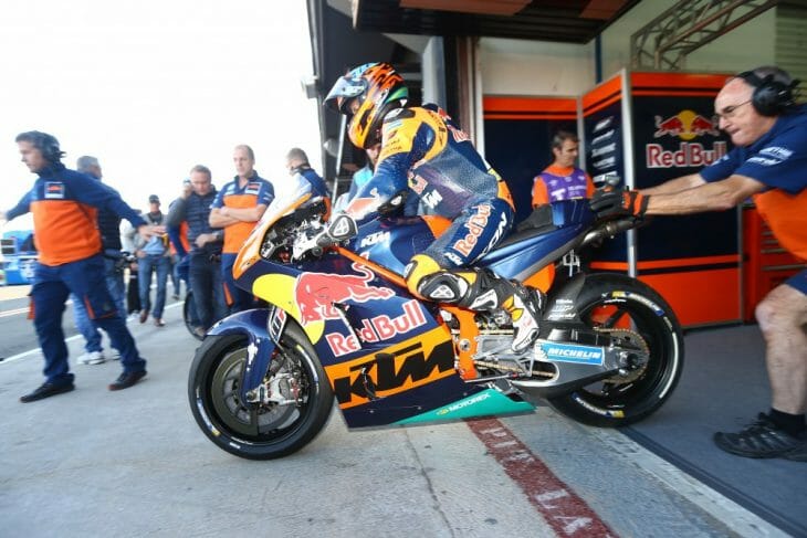 KTM debuted its MotoGP machine in competition at Valencia.