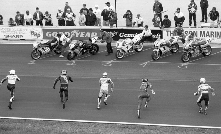 The Le Mans start for the AMA Superteams race at Road America in 1996.