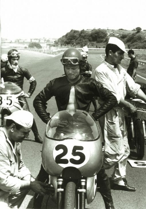 Eraldo Ferracci prepares to race.