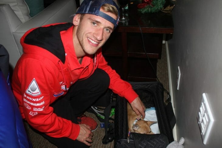 Ken Roczen and his new puppy, Rio.