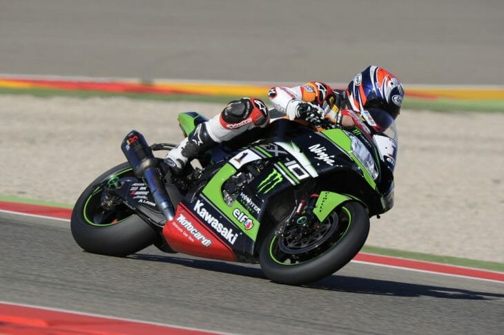 Rennie at speed on Rea's Kawasaki ZX-10R.