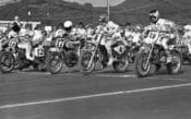 Riders lineup for the start of a race at the 1983 ABC Wide World of Sports Superbikers at Carlsbad (Calif.) Raceway.