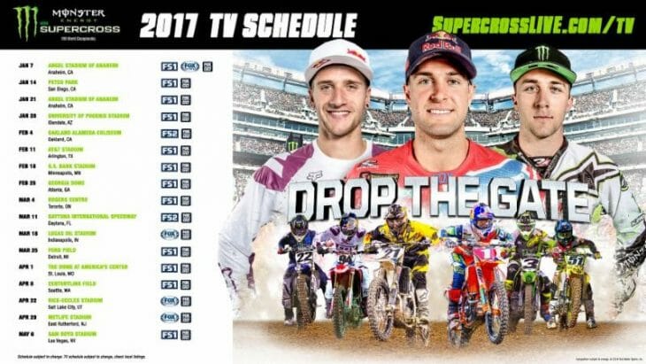 2017 Supercross TV Schedule