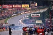 This 1988 photograph shows the most famous part of the Spa-Francorchamps circuit, Eau Rouge.