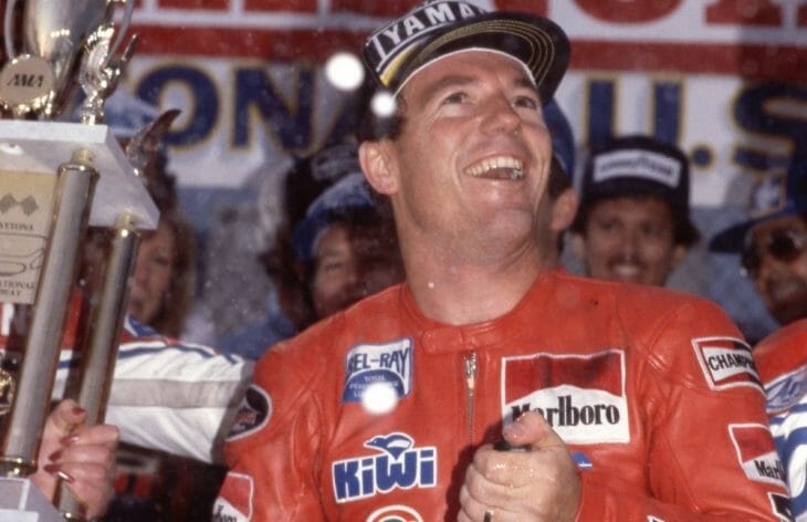 Graeme Crosby won the Daytona 200 in 1982. He became a fan favorite for his aggressive riding style and complete honesty.