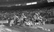 A classic Last Chance Qualifier battle at the 1986 Seattle Supercross led by Jeff Frisz.
