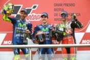 Maverick Vinales continued his strong early showing with Yamaha winning in Argentina over teammate Valentino Rossi and LCR Honda rider Cal Crutchlow.