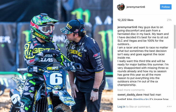 Jeremy Martin Out Until Hangtown