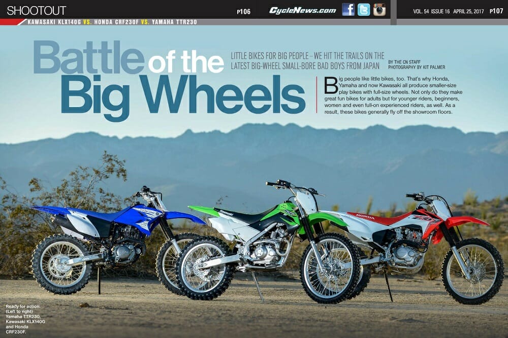 Fuld fiktiv Inspirere Kawasaki KLX140G vs. Honda CRF230F vs. Yamaha TTR230: SHOOTOUT - Cycle News