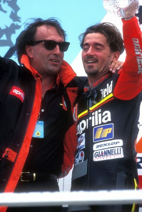 Carlo Pernat with one of the first riders he discovered, Max Biaggi. (Gold & Goose photo)