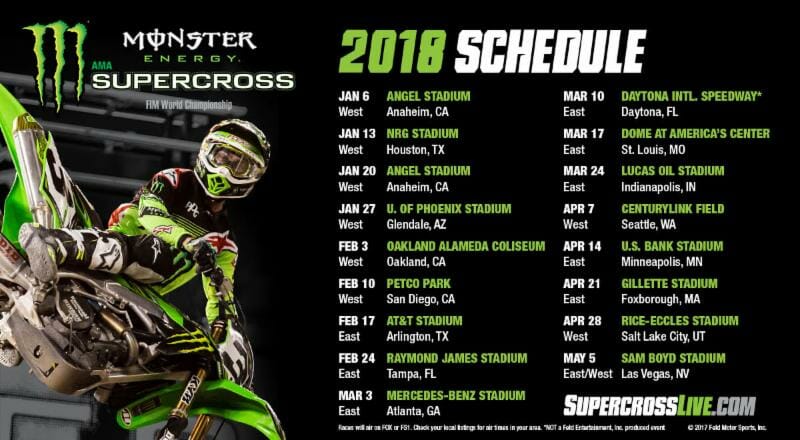2018 Supercross Schedule Announced - Cycle News