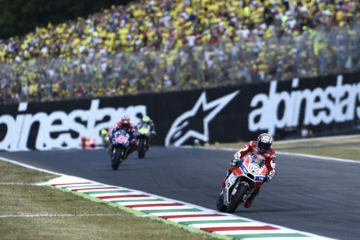 Andrea Dovizioso took the victory at his home Italian Grand Prix on the factory Ducati.