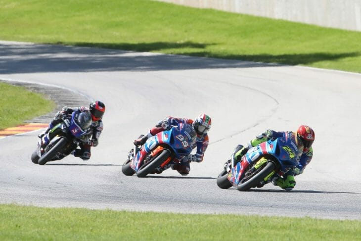 Toni Elias scored victory aboard his Yoshimura Suzuki in Sunday’s MotoAmerica Superbike race at Road America.