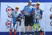 Podium celebrations for Yoshimura Suzuki