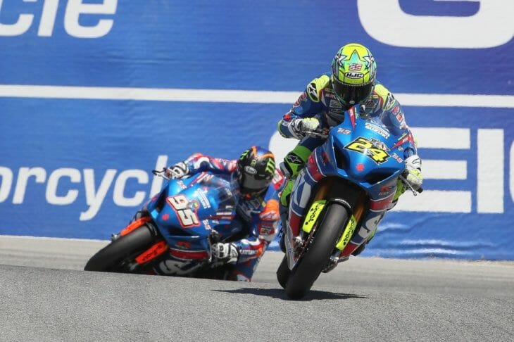 Toni Elias and Roger Hayden went 1-2 in both MotoAmerica Superbike races at Laguna Seca aboard their Yoshimura Suzuki GSX-R1000 Superbikes