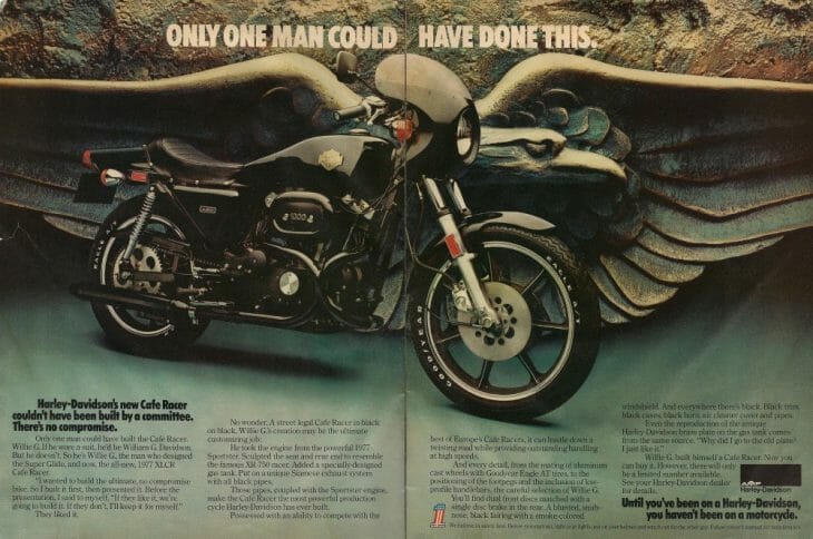 An ad for the Harley-Davidson XLCR