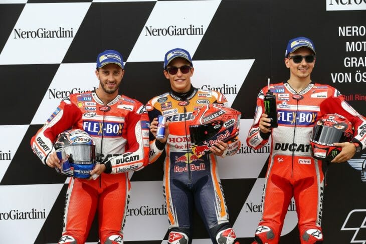 The front row for the Austrian MotoGP with Marc Marquez on the Pole