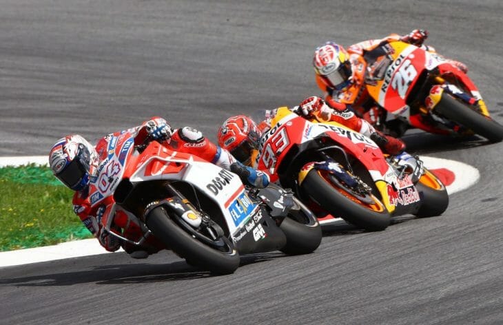 Andrea Dovizioso beat Marc Marquez and Dani Pedrosa at the Red Bull Ring