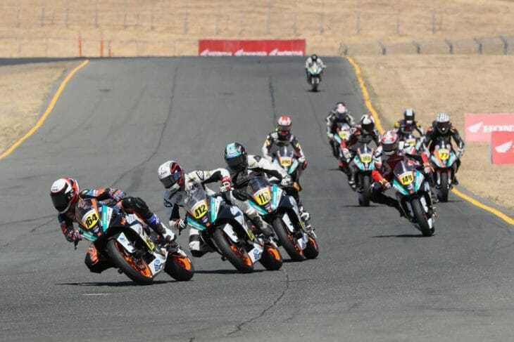 Bay Area's own Cory Ventura (#164) took the KTM RC Cup Race 2 victory in front of friends and family in the series' debut in Sonoma | Photo: Brian J. Nelson