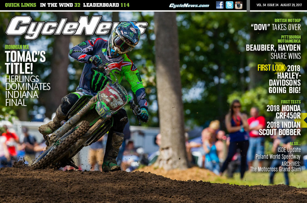 Cycle News Magazine #34: Indiana MX Final, Silverstone MotoGP, Pittsburgh MotoAmerica, New Harleys...