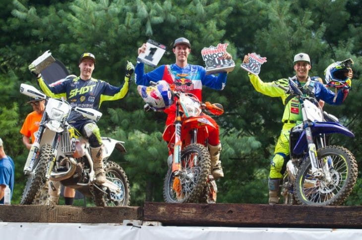 Cody Webb (center), Graham Jarvis (left) and Mario Roman shared the 2017 Kenda Tennessee Knockout podium. Photo: Adam Booth