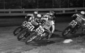 Brad Hurst leads a group of fellow AMA Grand National riders at the 1985 San Jose Short Track National