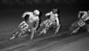 Kevin Schwantz picture in a rare shot of him racing in ama grand national dirt track action