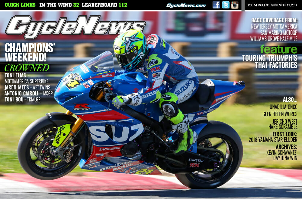 Cycle News Magazine #36: N.J. MotoAmerica, Misano MotoGP, Williams Grove HM....