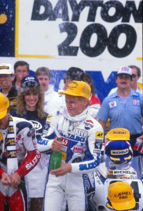 Kevin Schwantz won the 1988 Daytona 200, giving Suzuki its first victory in the event and allowing Schwantz to end his AMA Superbike career with a win. (Henny Ray Abrams photo)