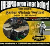 Vanson Offering Free Repairs at Barber Vintage Festival this Weekend