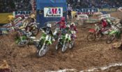 Jeff Emig gets a great start in the 1997 Dallas Supercross.