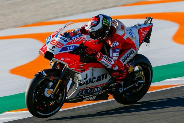 Jorge Lorenzo topped the charts on Friday at Valencia aboard his factory Ducati.