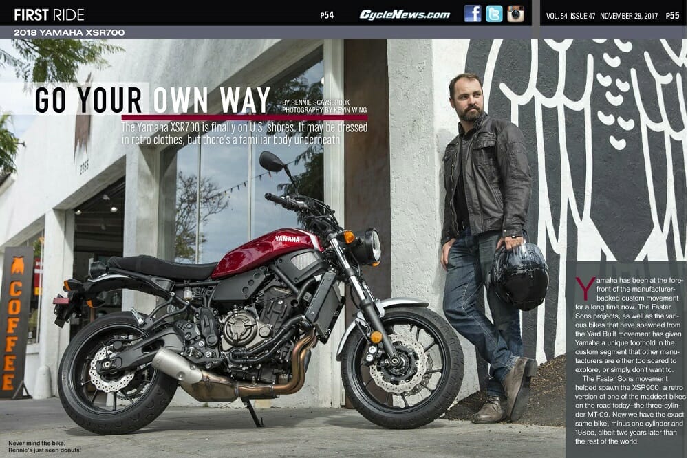 2018 Yamaha XSR700 FIRST RIDE Cycle News