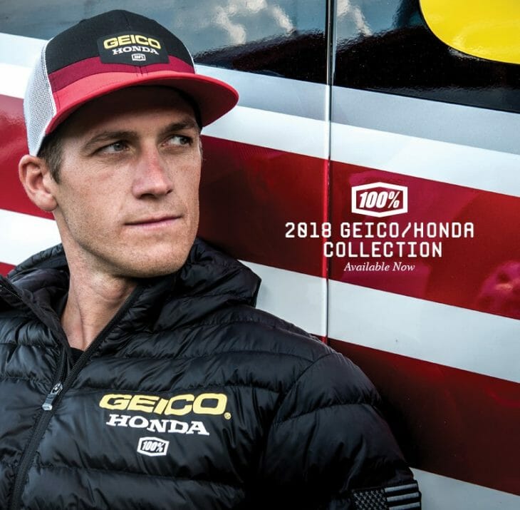 100 Percent Is The Official Team Wear of GEICO Honda