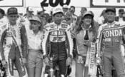 The podium of the 1986 Daytona 200won by Eddie Lawson